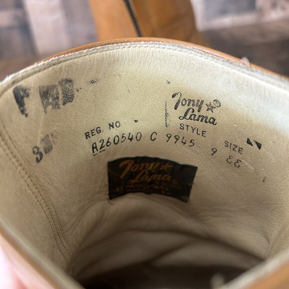 Tony Lama Vintage Gold Label Ankle Side Zip Western Cowboy Boots Mens 9 EE - Picture 9 of 12